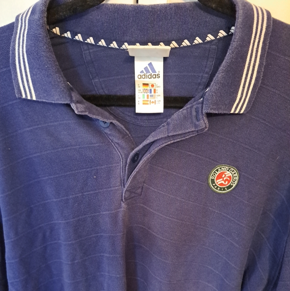 Vintage 90s Adidas Roland Garros Paris Polo T ShirtSize: Men's / US L / EU 52-